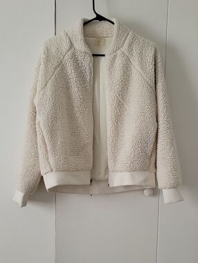 Plush Sherpa Bomber Jacket in Cream